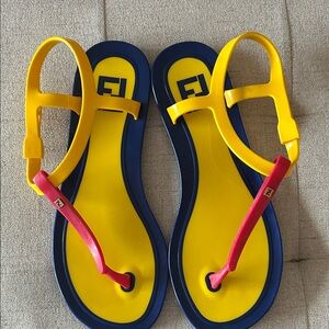 Fendi Yellow and Red Flat Sandals